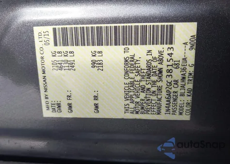 2016 Nissan Maxima 3.5 Platinum из США, поврежденный, VIN 1N4AA6AP2GC381543